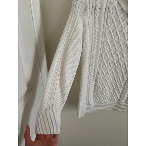 Banana Republic Sweater Women's Small White Cable Knit Turtleneck Pullover - Picture 3 of 8